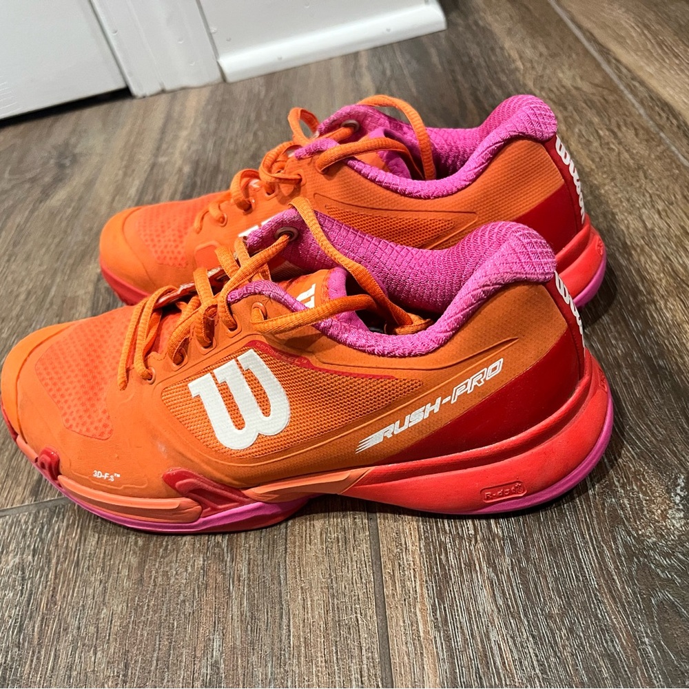 Wilson Women's Vibrant Orange and Pink Athletic Shoes - Picture 3 of 5